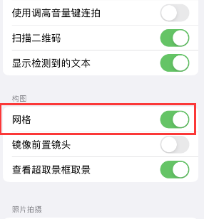 舞阳苹果手机维修网点分享iPhone如何开启九宫格构图功能 