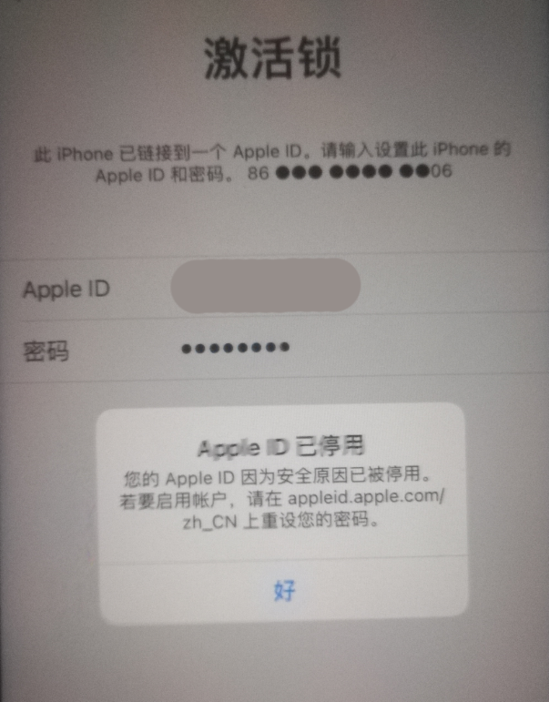 舞阳苹果手机维修分享iPhone 12 出现提示“Apple ID 已停用”怎么办 